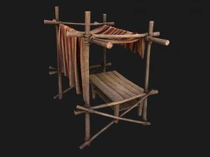 Рыночный прилавок Красная палатка 3D Модель