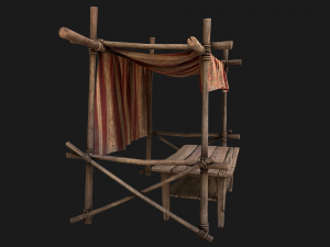 Market Stall Red Tent 3D Model