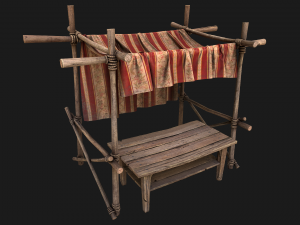 Market Stall Red Tent 3D Model