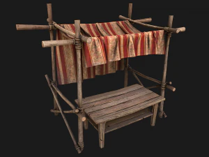 Рыночный прилавок Красная палатка 3D Модель