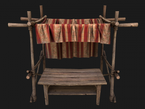 Market Stall Red Tent 3D Model