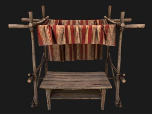 Рыночный прилавок Красная палатка 3D Модель