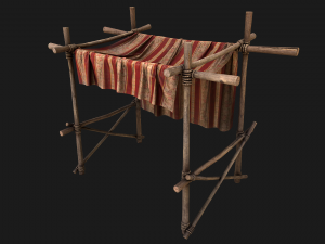 Market Stall Red Tent 3D Model