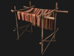 Рыночный прилавок Красная палатка 3D Модель