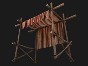 Рыночный прилавок Красная палатка 3D Модель