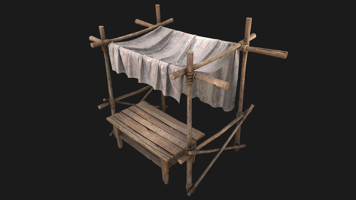 Market Stall White Tent 3D Model .c4d .max .obj .3ds .fbx .stl .blend 