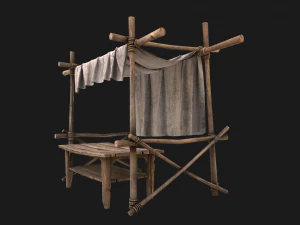 Market Stall White Tent 3D Model
