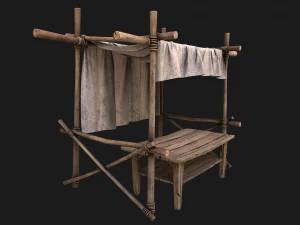 Market Stall White Tent 3D Model