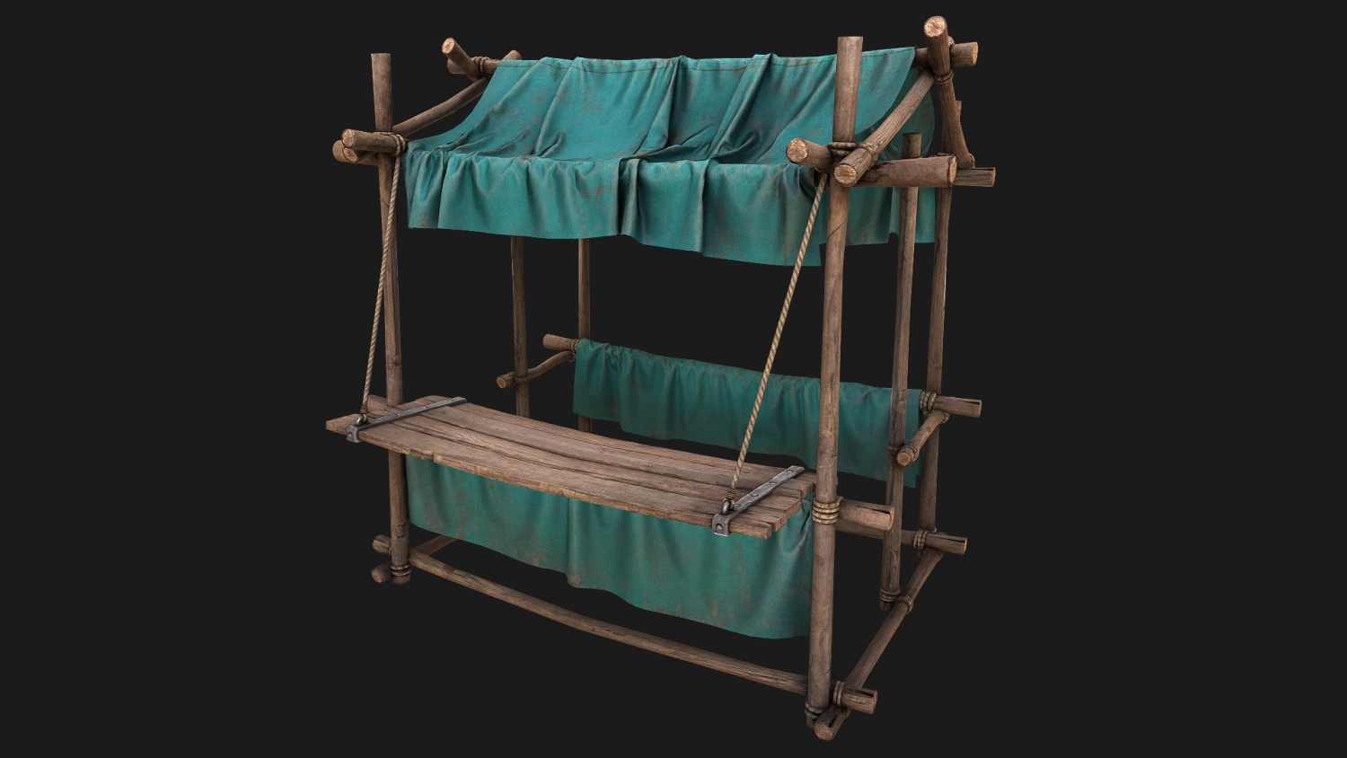 Stall Market Blue Tent 3D Model .c4d .max .obj .3ds .fbx .stl .blend