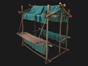 Stall Market Blue Tent 3D Model