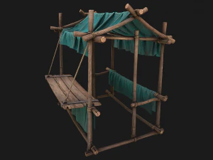 Stall Market Blue Tent 3D Model