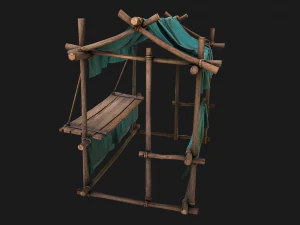 Stall Market Blue Tent 3D Model