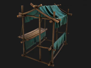Stall Market Blue Tent 3D Model