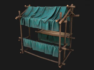 Stall Market Blue Tent 3D Model