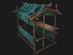 Stall Market Blue Tent 3D Model