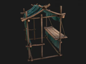 Stall Market Blue Tent 3D Model
