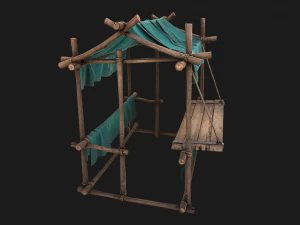 Stall Market Blue Tent 3D Model