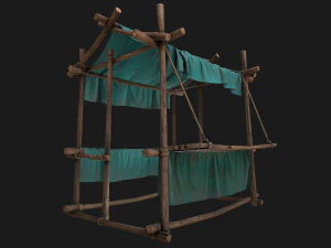 Stall Market Blue Tent 3D Model