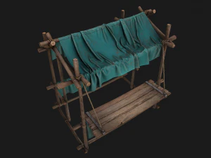 Stall Market Blue Tent 3D Model