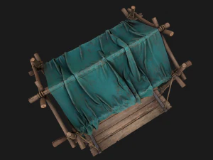 Stall Market Blue Tent 3D Model