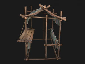 Market Stall Colored Lines 3D Model