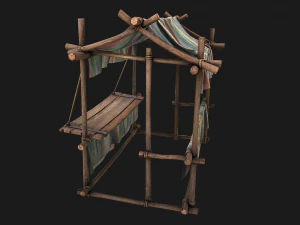 Market Stall Colored Lines 3D Model