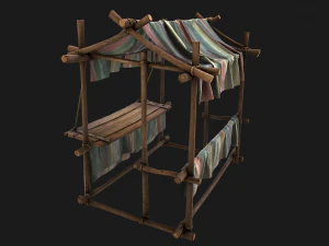 Market Stall Colored Lines 3D Model