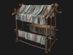 Market Stall Colored Lines 3D Model