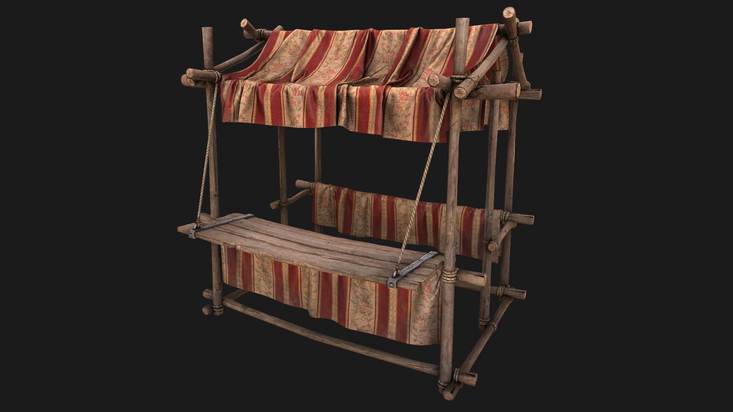 Medieval Fair Stall Red 3D Model .c4d .max .obj .3ds .fbx .stl .blend 
