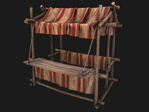Medieval Fair Stall Red 3D Model