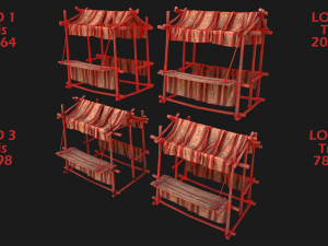 Medieval Fair Stall Red 3D मॉडल
