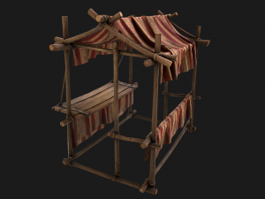 Medieval Fair Stall Red 3D मॉडल