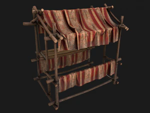 Medieval Fair Stall Red 3D Model