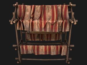 Medieval Fair Stall Red 3D Model