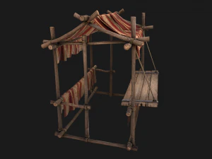Medieval Fair Stall Red 3D Model