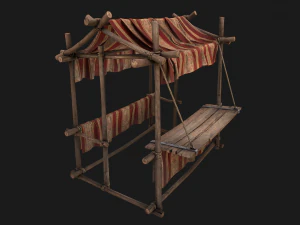 Medieval Fair Stall Red 3D Model