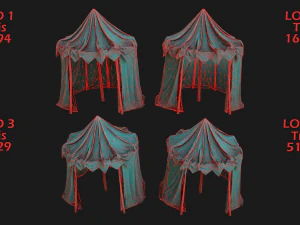 Cylindrical Tent Market Stalls 3D Model