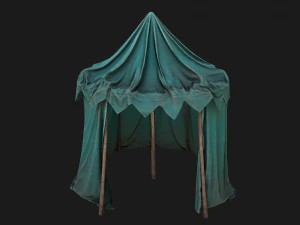 Cylindrical Tent Market Stalls 3D Model