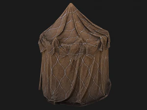 Cylindrical Tent Market Stall Old 3D Model