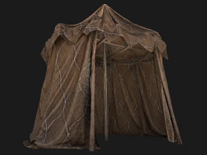 Cylindrical Tent Market Stall Old 3D Model