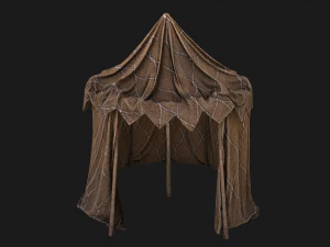 Cylindrical Tent Market Stall Old 3D Model