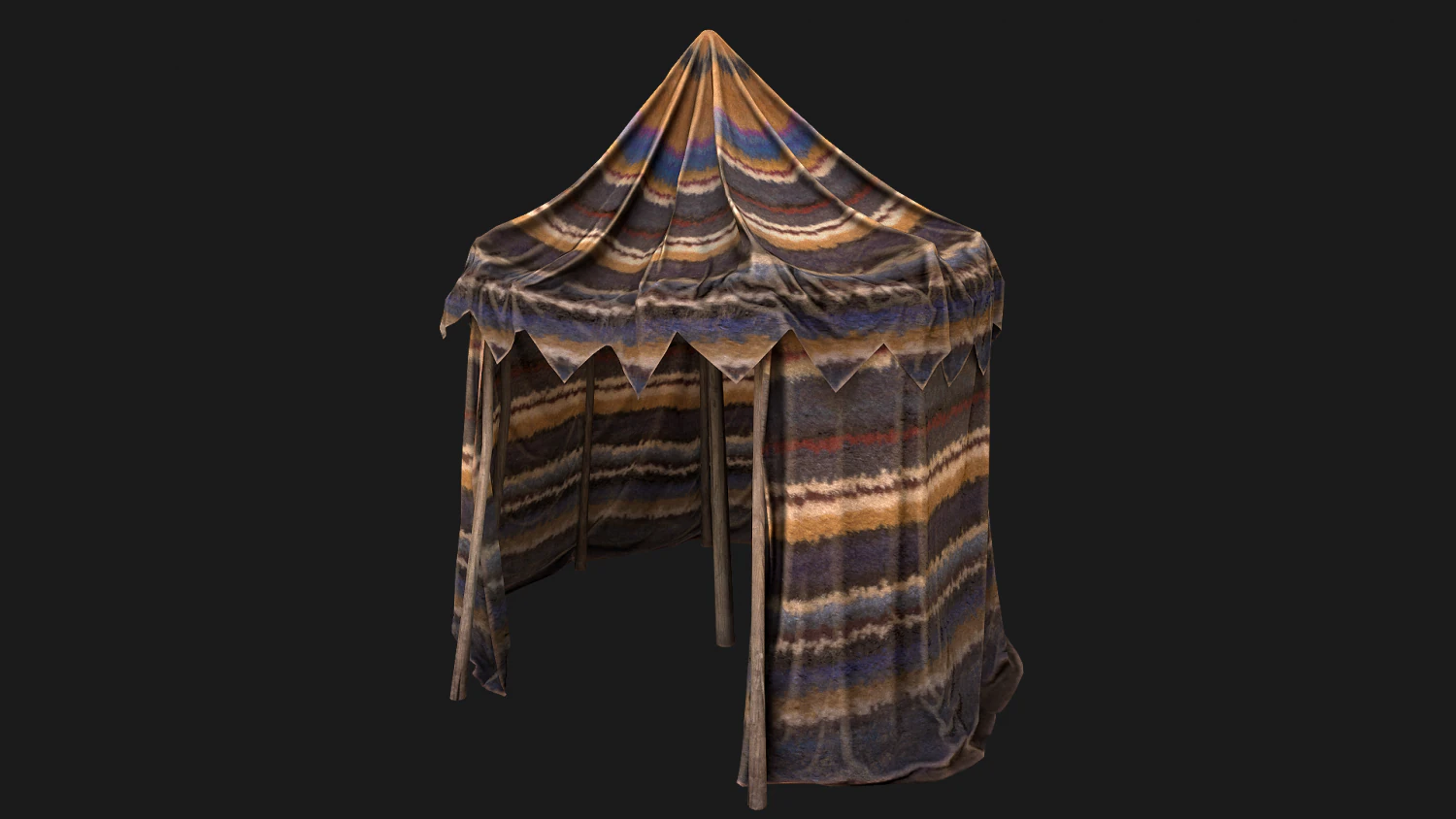 Cylindrical Nomad Tent Market Stall 3D Model .c4d .max .obj .3ds .fbx .stl .blend 