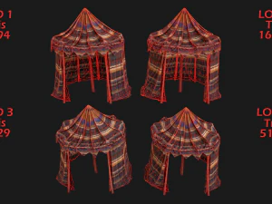 Cylindrical Nomad Tent Market Stall 3D Model