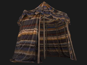 Cylindrical Nomad Tent Market Stall 3D Model