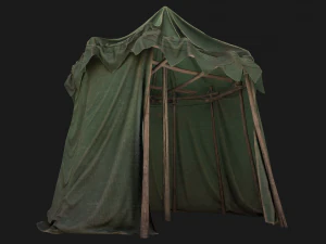Green Army Military Tent 3D Model