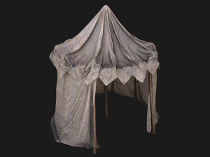 Cylindrical White Tent Market Stall 3D Model