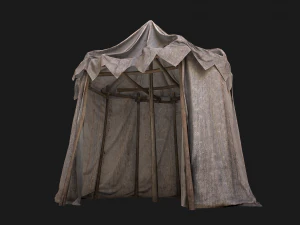 Cylindrical White Tent Market Stall 3D Model