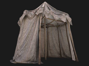 Cylindrical White Tent Market Stall 3D Model