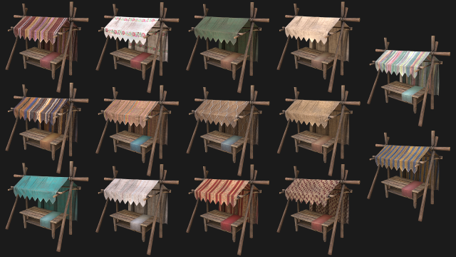 Market Stalls Tent Pack 3D Model .c4d .max .obj .3ds .fbx .stl .blend 
