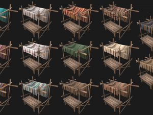 Medieval Market Stalls Tent Pack 3D Model